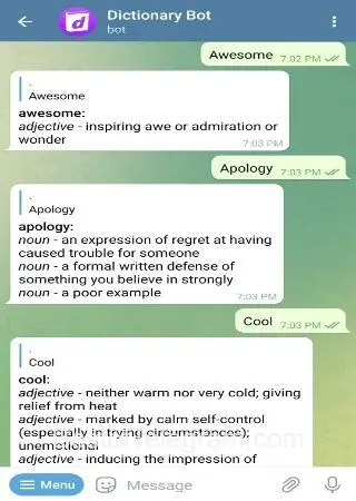 Dictionary Bot preview 2