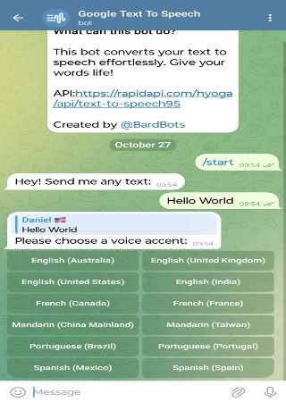 GoogleTextToSpeechBot bot step 2