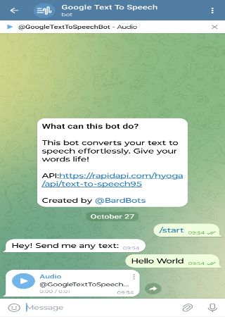 GoogleTextToSpeechBot bot step 3