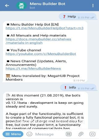 MenuBuilderBot step 2