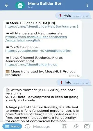 Menu Builder Bot preview 2