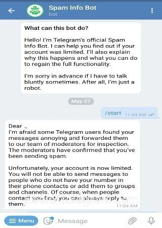 Spam Info Bot preview 2