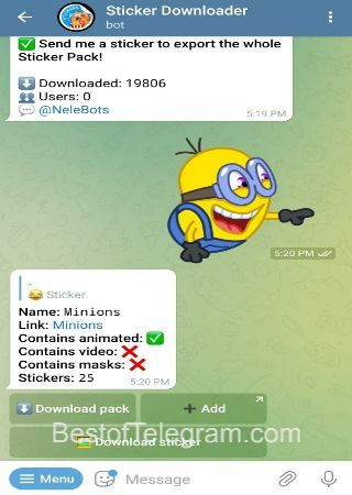 StickersDownloaderBot bot step 2