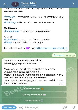 TempMailBot bot step 2