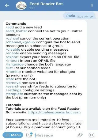 Feed Reader Bot preview 2