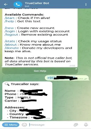 TrueCaller Bot preview 2